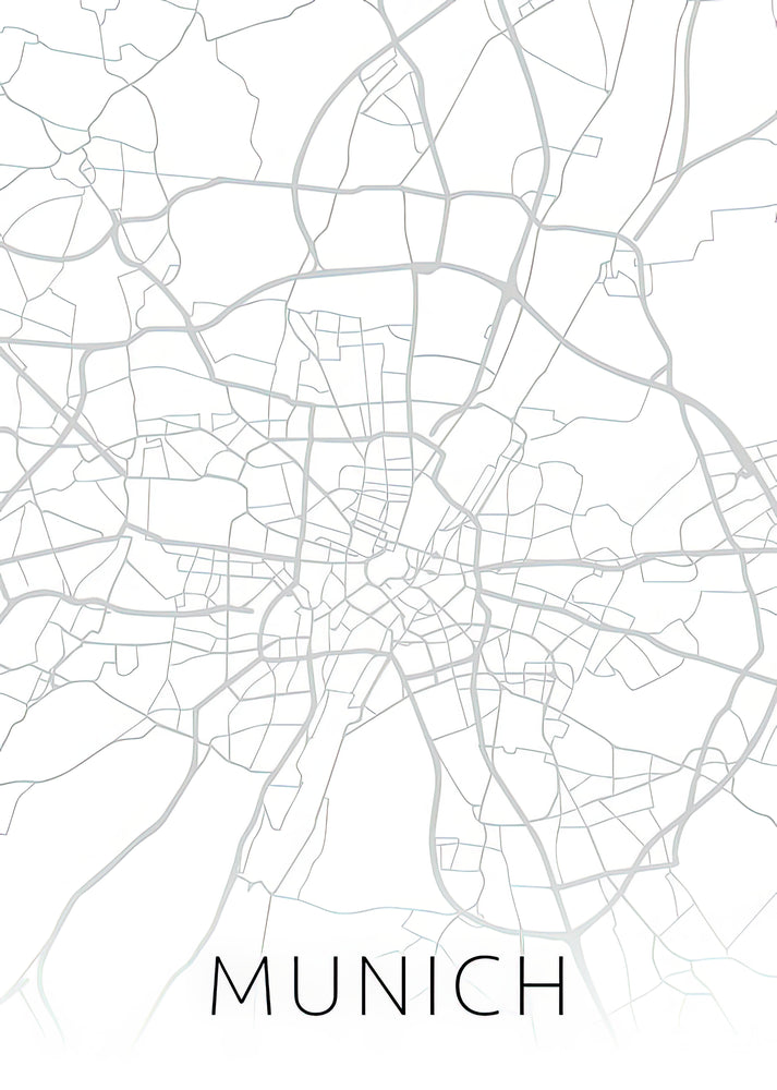 City Map of Munich Germany Art Print | Black & White Street Series | RedKalion