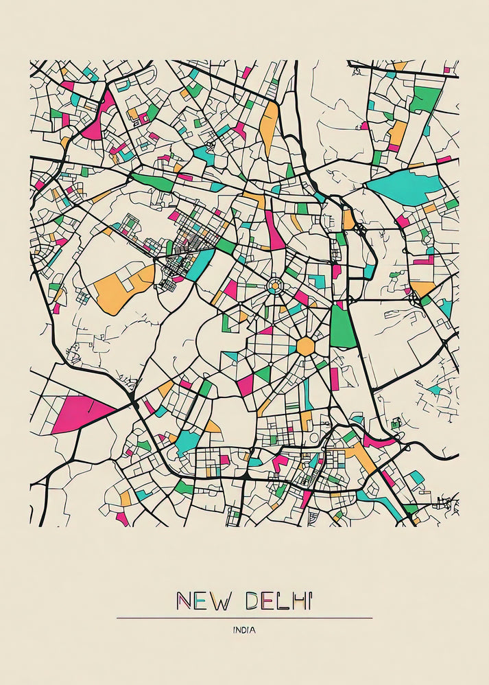 City Map of New Delhi India Art Print | RedKalion