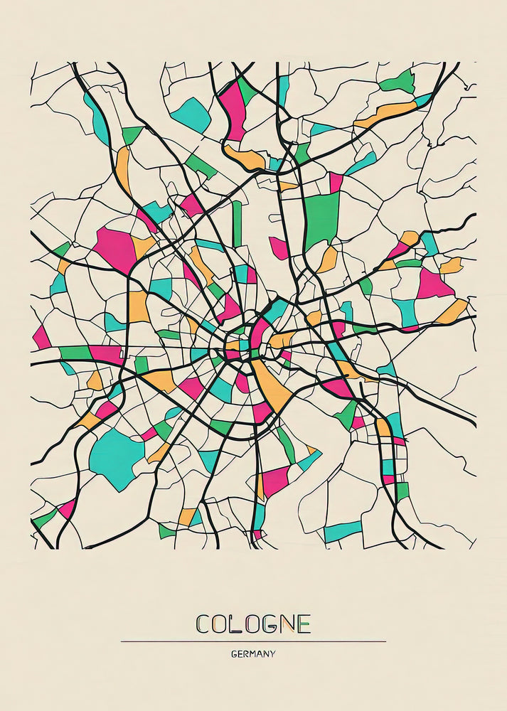 Cologne Germany City Map Art Print | Premium Cartographic Reproduction | RedKalion