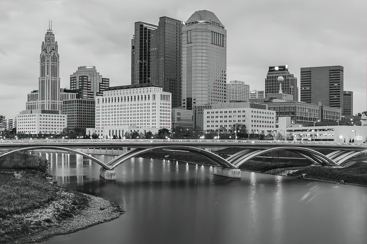 Columbus Skyline Art Print | Black & White Fine Art Print | RedKalion