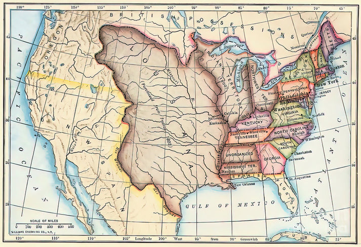 Louisiana Purchase Map 1803 Art Print | Historical United States Map | RedKalion