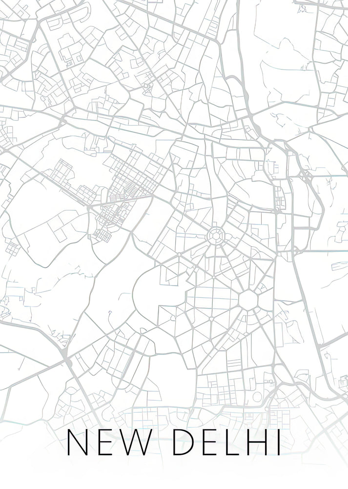 Map India New Delhi Art Print | Black & White City Street Series | RedKalion