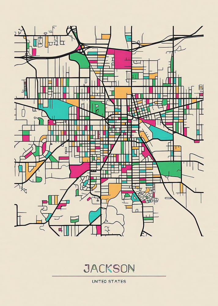 Map of Jackson Michigan | Premium Art Print | RedKalion