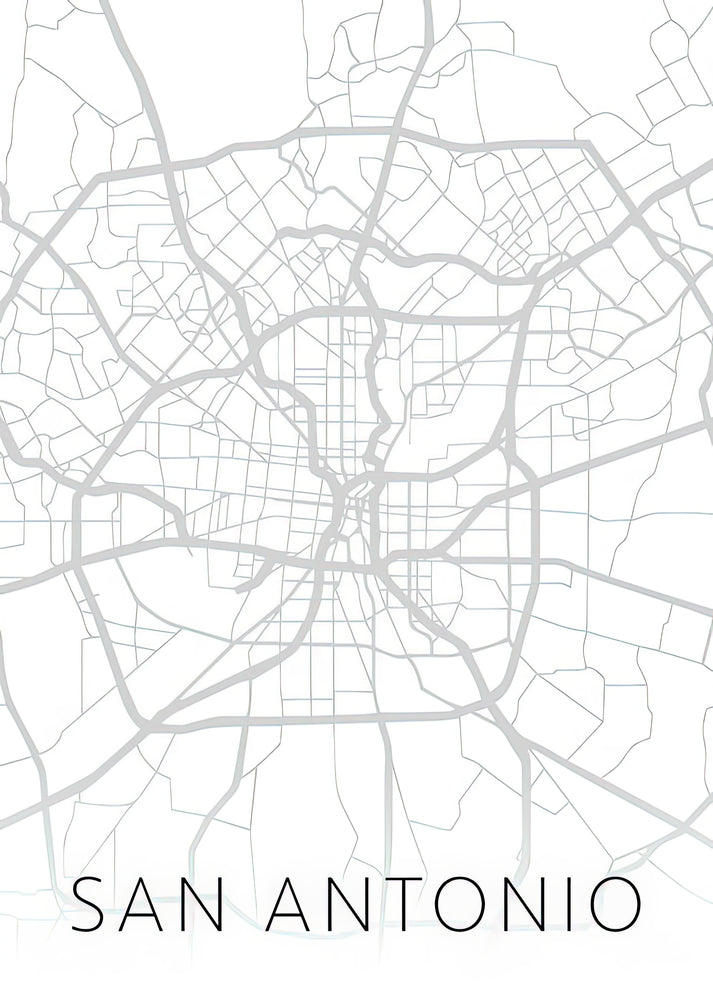 Map of San Antonio Texas Art Print | Black & White Street Series | RedKalion
