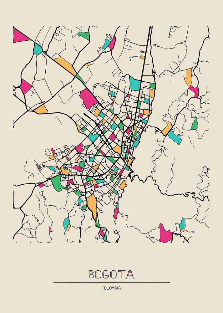 Mapping Bogota: Colombia City Map Art Print | RedKalion