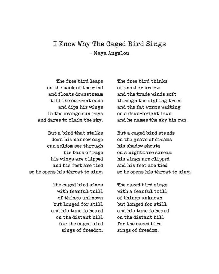 Maya Angelou Caged Bird Poem Art Print | RedKalion