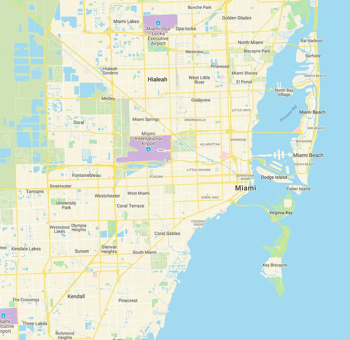Minimalist Modern Map of Miami, Florida Art Print | RedKalion
