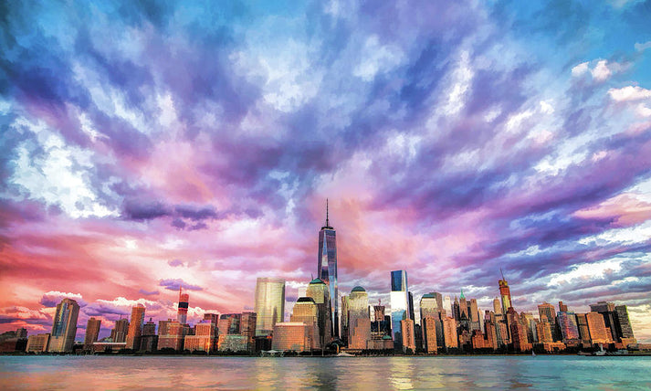 New York City Skyline Sunset Art Print | RedKalion