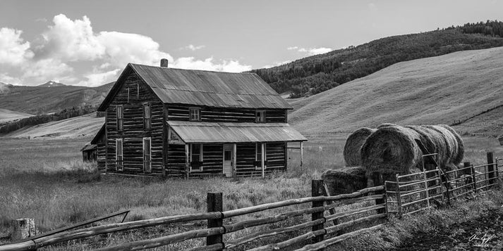 Old Farm House Black and White Art Print | RedKalion