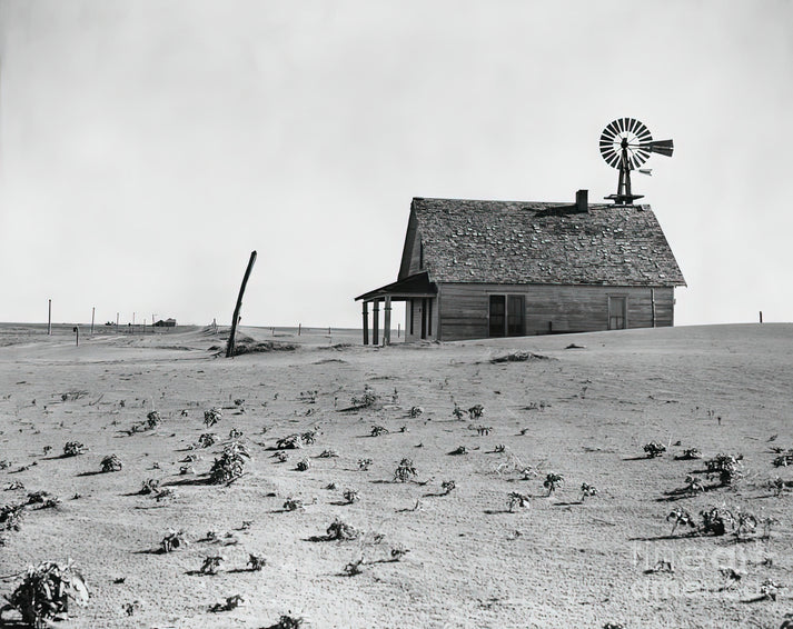 Photographs of the Dust Bowl: Dust Bowl Farm in Texas Art Print | RedKalion