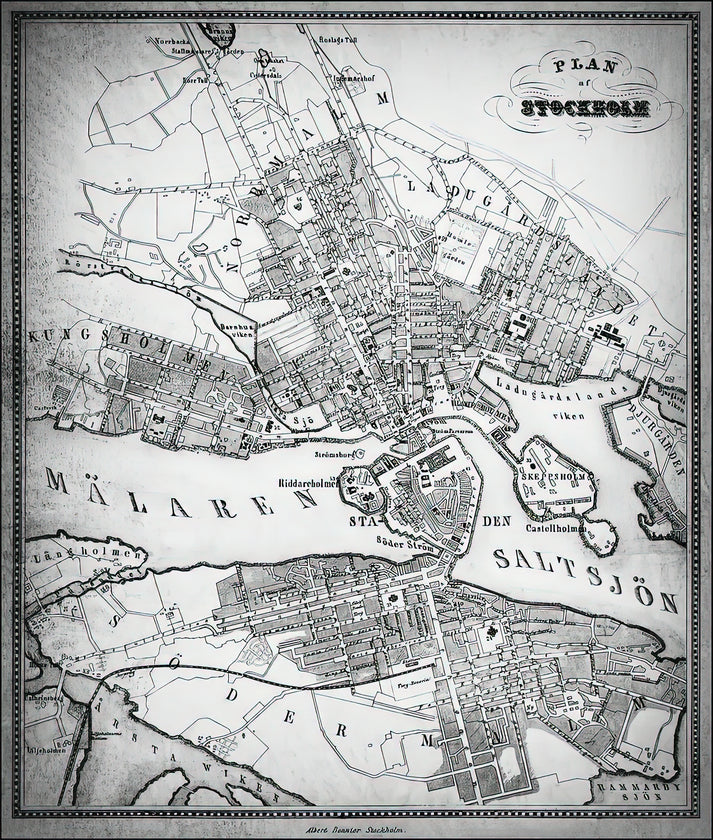 Stockholm Sweden City Map 1880 Art Print | RedKalion