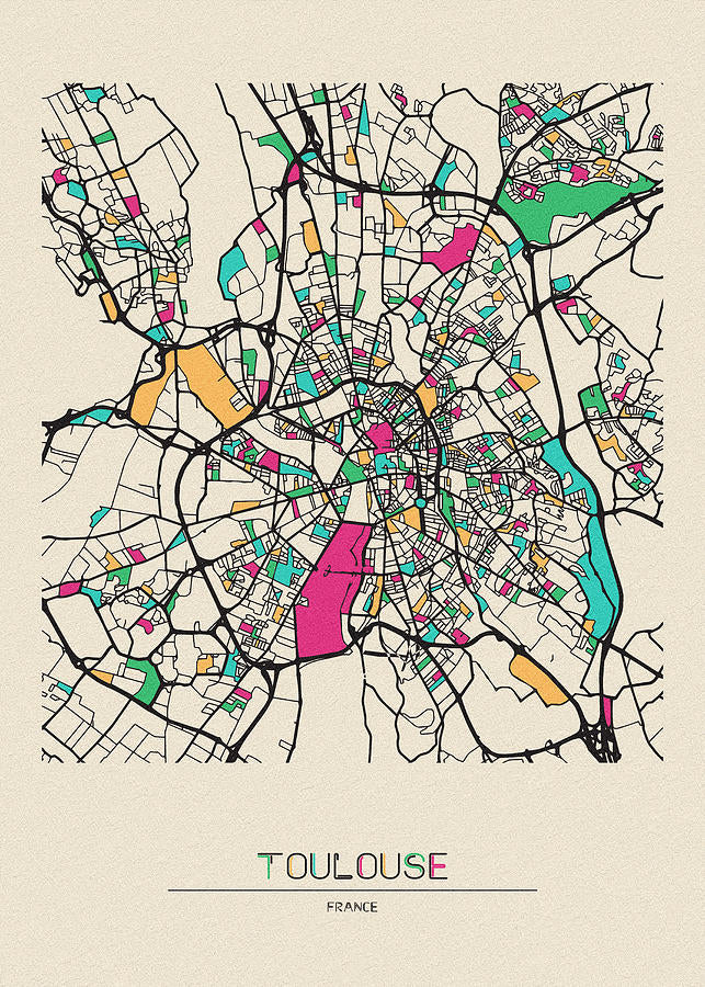 Toulouse, France City Map Art Print | RedKalion