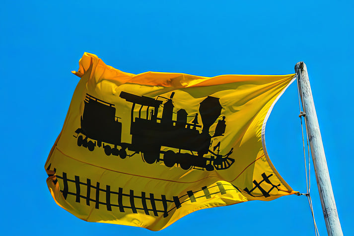 Trains Flag Art Print | Museum-Quality Reproduction | RedKalion