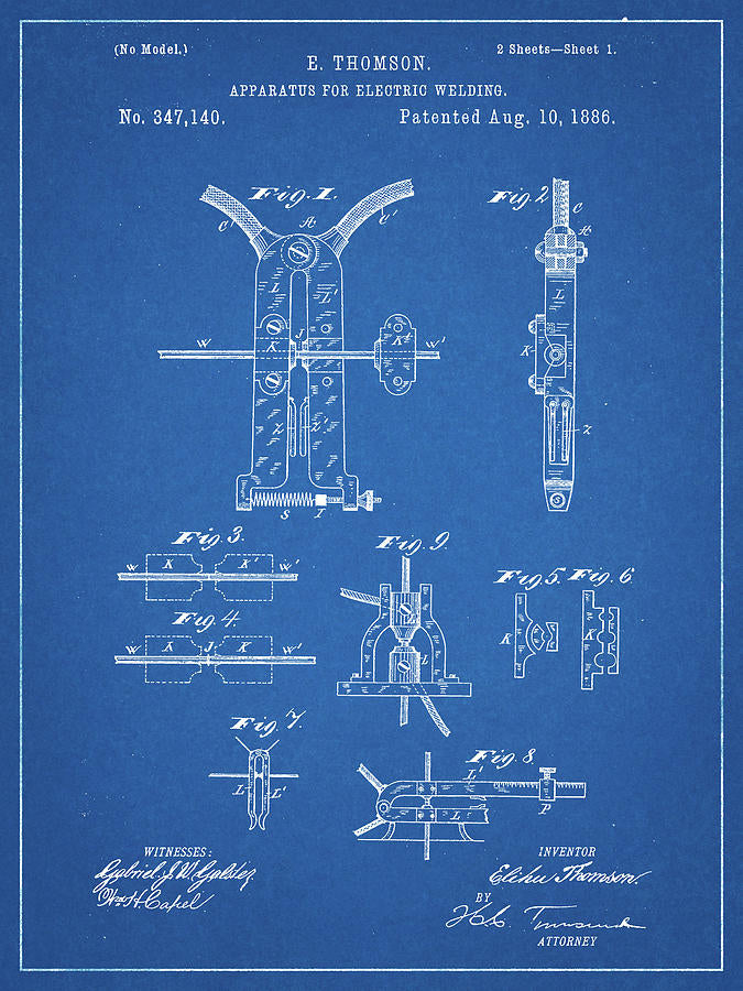 Welding Blueprints: 1886 Electric Welding Machine Patent Art Print | RedKalion