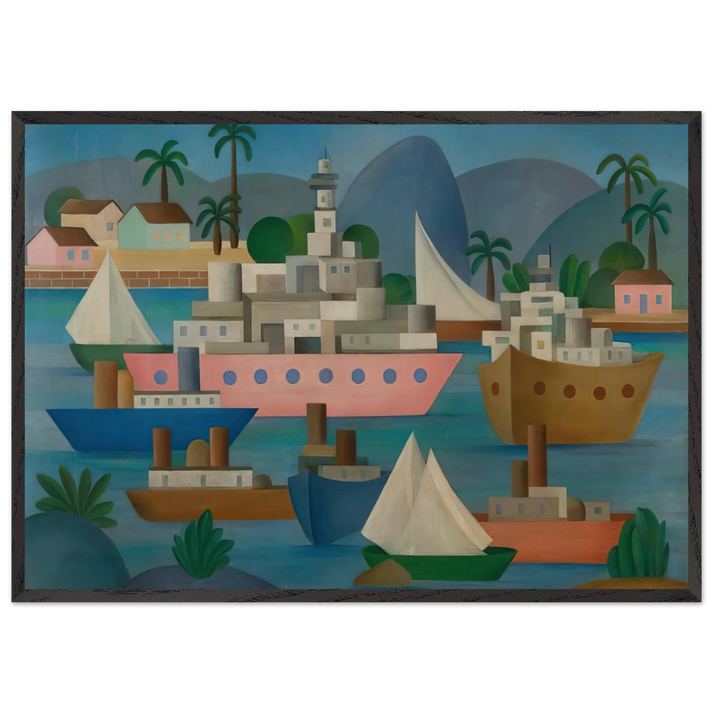 Porto I - Tarsila do Amaral 70x100 cm / 28x40 inches Framed Art Print – Black Wooden Frame