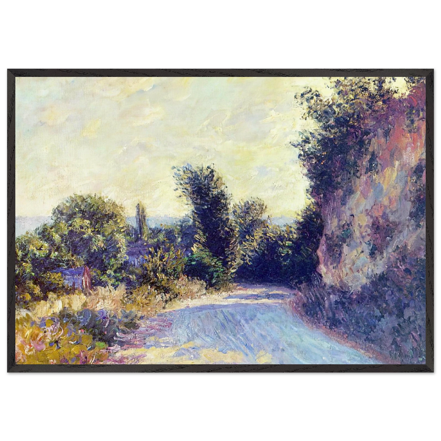 Road near Giverny 02 - claude monet 70x100 cm / 28x40 inches Framed Art Print – Black Wooden Frame