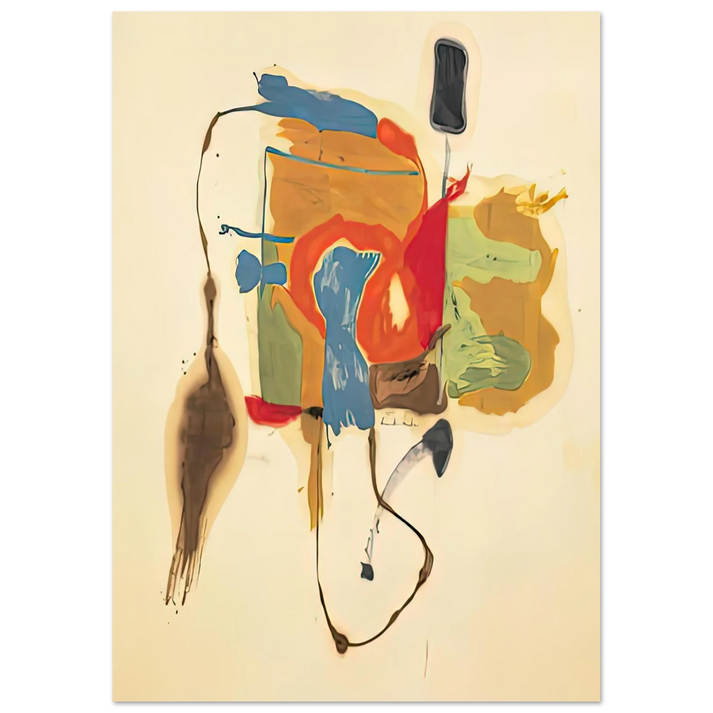 Helen Frankenthaler - Blue Form in a Scene, 1961- Wall Art - 60x80 cm / 24x32 inches - Premium Wooden Framed Poster With Fine Art Paper-canvas - White frame