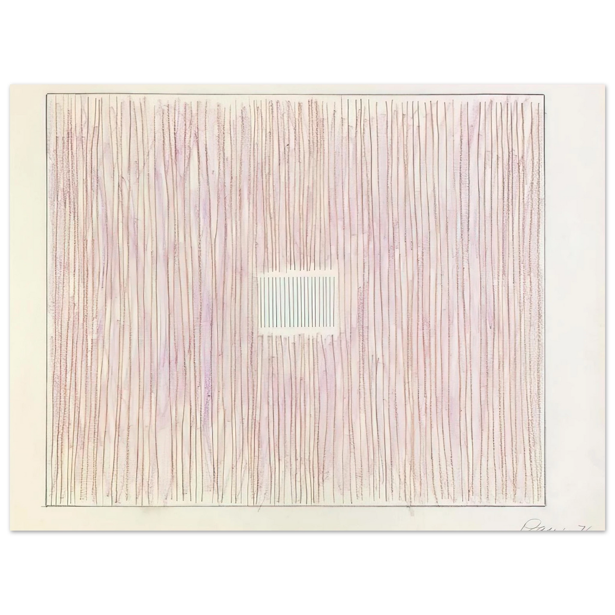 Gene Davis - Untitled Pink Stripes-Gray Box - 1976 75x100 cm / 30x40inches Fine Art Poster