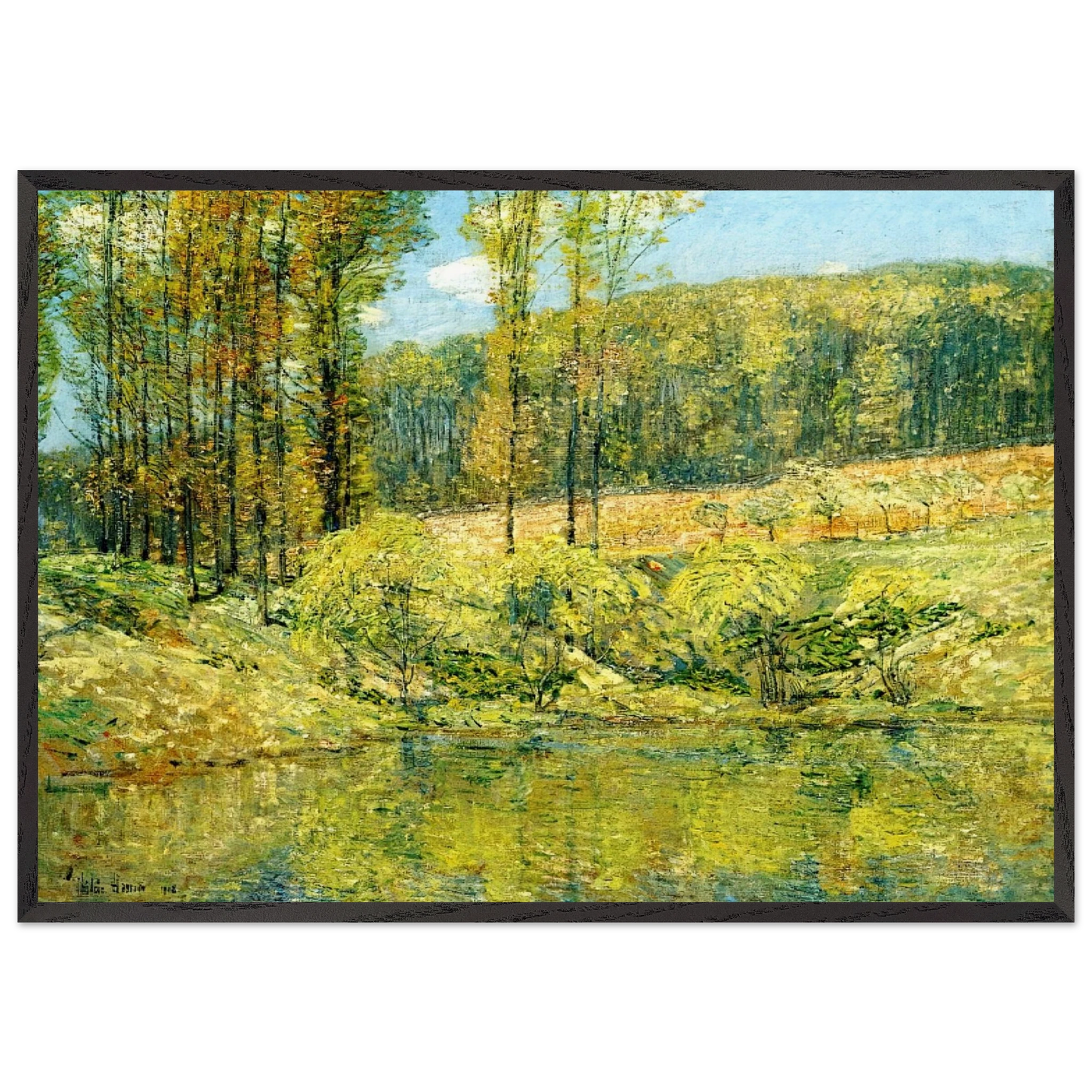 Spring Navesink Highlands - Childe Hassam 70x100 cm / 28x40 inches Framed Art Print – Black Wooden Frame