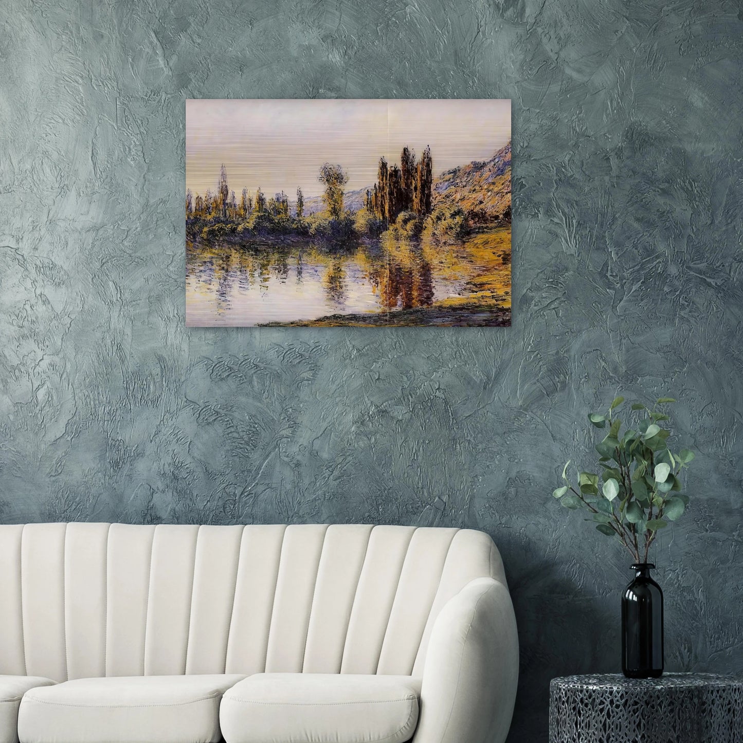 The Seine at Vetheuil - claude monet Brushed Aluminum Print - 70x100 cm / 28x40 inches | claude monet Aluminum Print | claude monet Prints