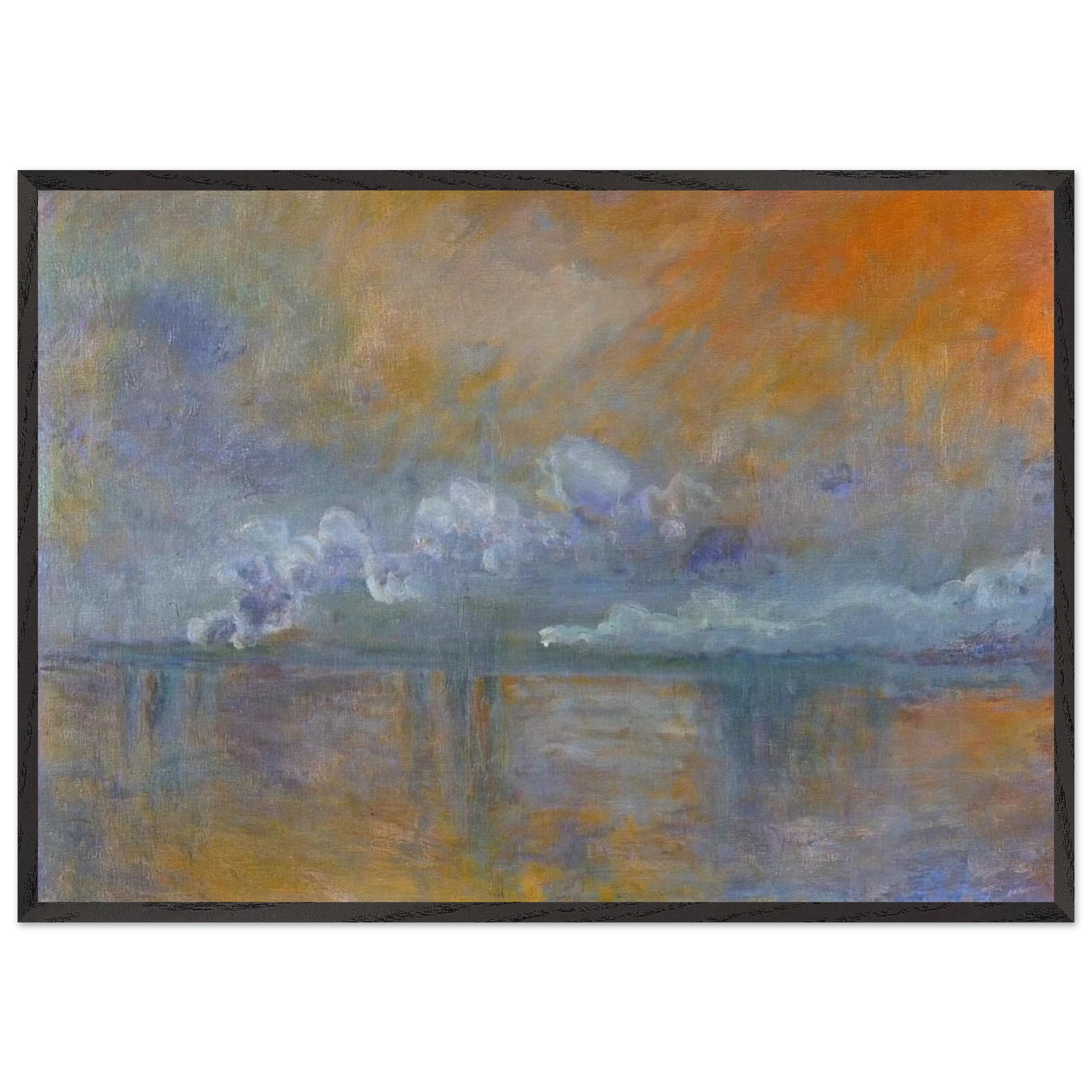 Charing Cross Bridge 02 - claude monet 70x100 cm / 28x40 inches Framed Art Print – Black Wooden Frame