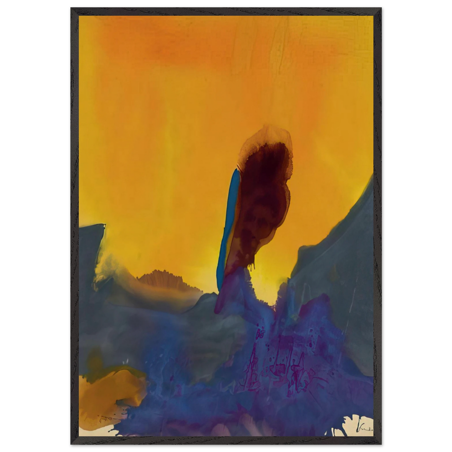 Glow II - 1968 - Helen Frankenthaler 70x100 cm / 28x40 inches Framed Art Print – Black Wooden Frame