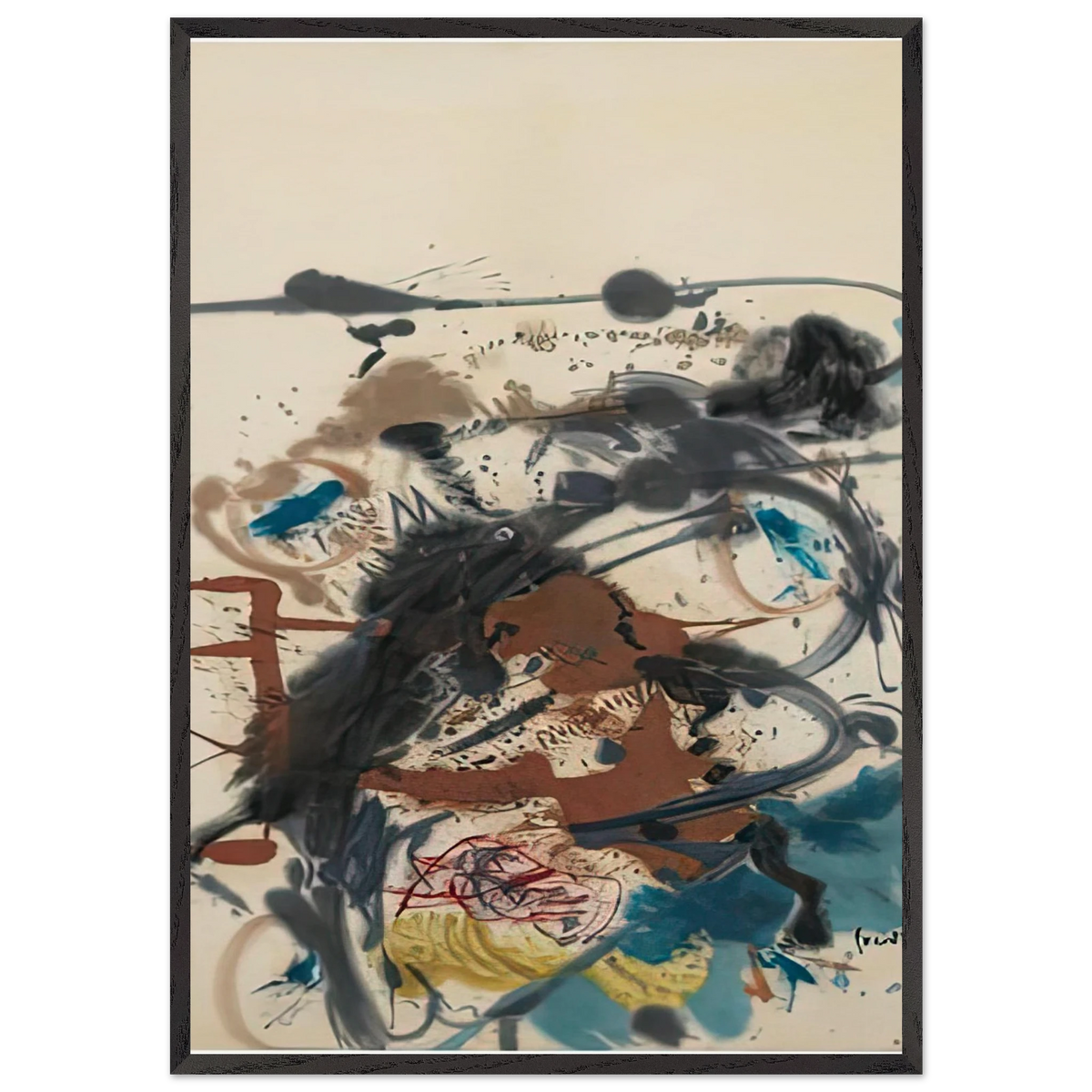 Winter Hunt 1958- - Helen Frankenthaler 70x100 cm / 28x40 inches Framed Art Print – Black Wooden Frame