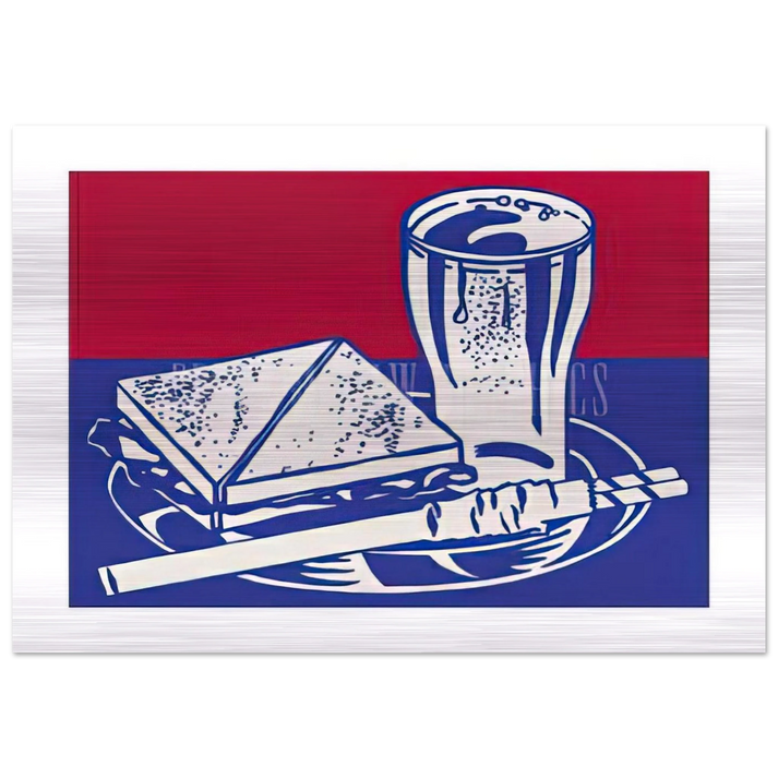 SANDWICH AND SODA 1964 - Roy Lichtenstein Brushed Aluminum Print - 70x100 cm / 28x40 inches | Roy Lichtenstein Aluminum Print | Roy Lichtenstein Prints