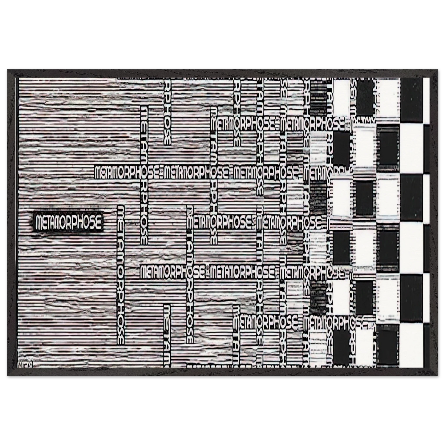 METAMORPHOSIS II EXCERPT 1 - MC Escher 70x100 cm / 28x40 inches Framed Art Print – Black Wooden Frame | Maurits Cornelis Escher Prints
