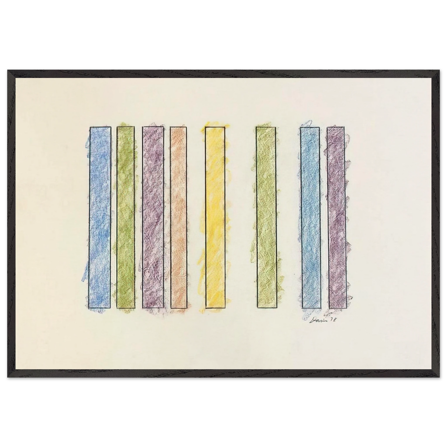 Untitled - 1978 N5 - Gene Davis 70x100 cm / 28x40 inches Framed Art Print – Black Wooden Frame