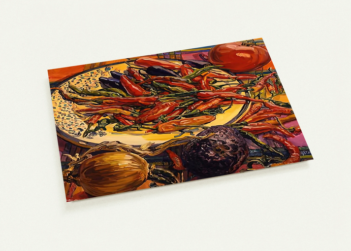 CHILI PEPPERS 2005 By Janet Fish Pack of 10 Post Cards | Janet Fish Post Cards | A6 (10.5 x 14.8 cm) - 4.1 x 5.8 inches
