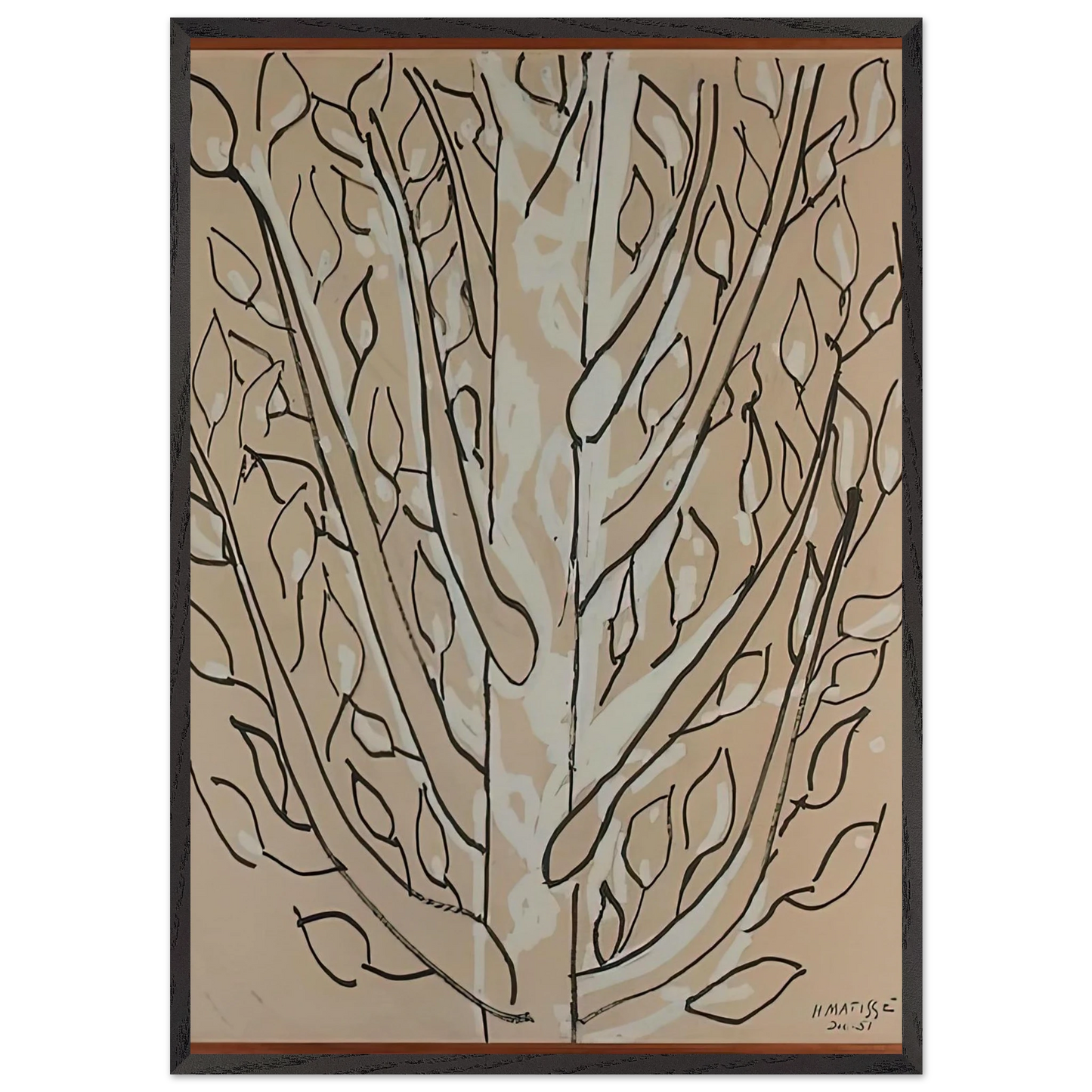 THE TREE 1951 - Henri Matisse 70x100 cm / 28x40 inches Framed Art Print – Black Wooden Frame