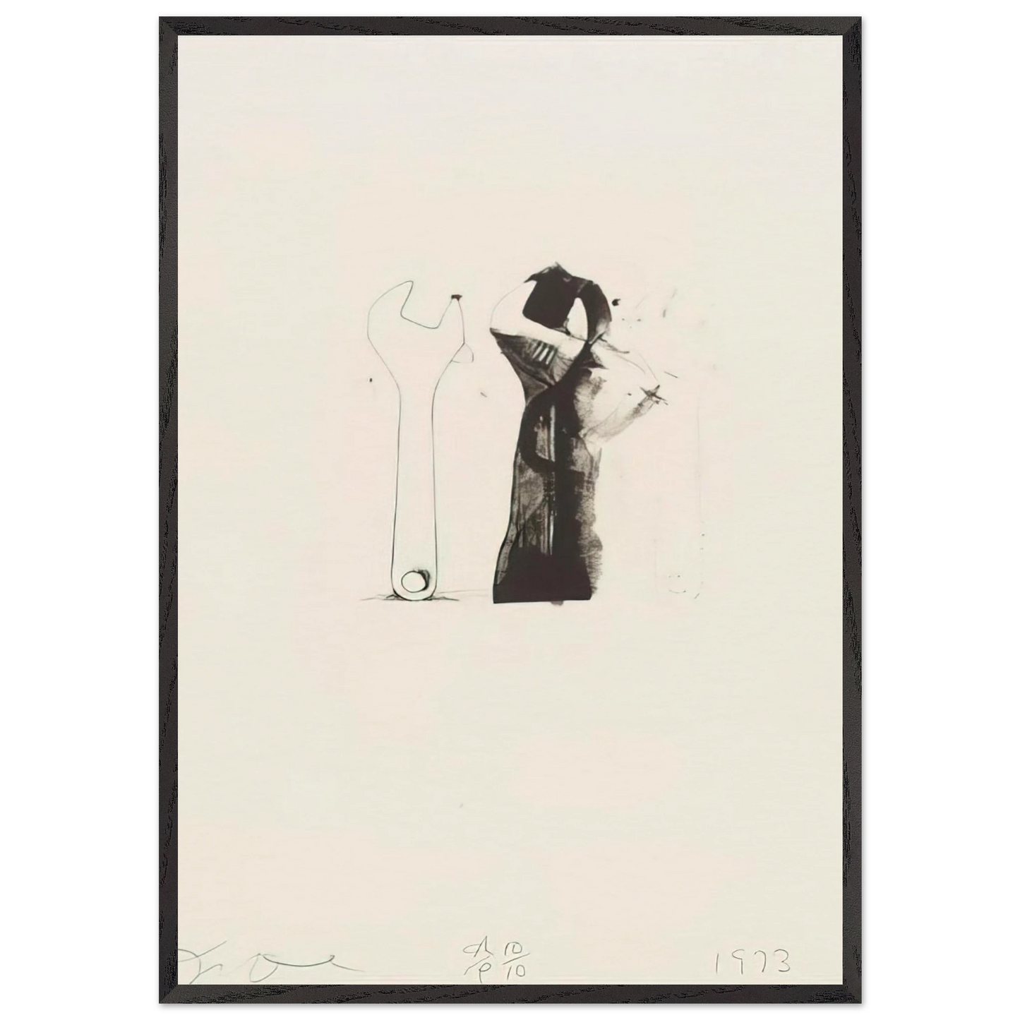 UNTITLED FROM TEN WINTER TOOLS 1973 5 - Jim Dine 70x100 cm / 28x40 inches Framed Art Print – Black Wooden Frame