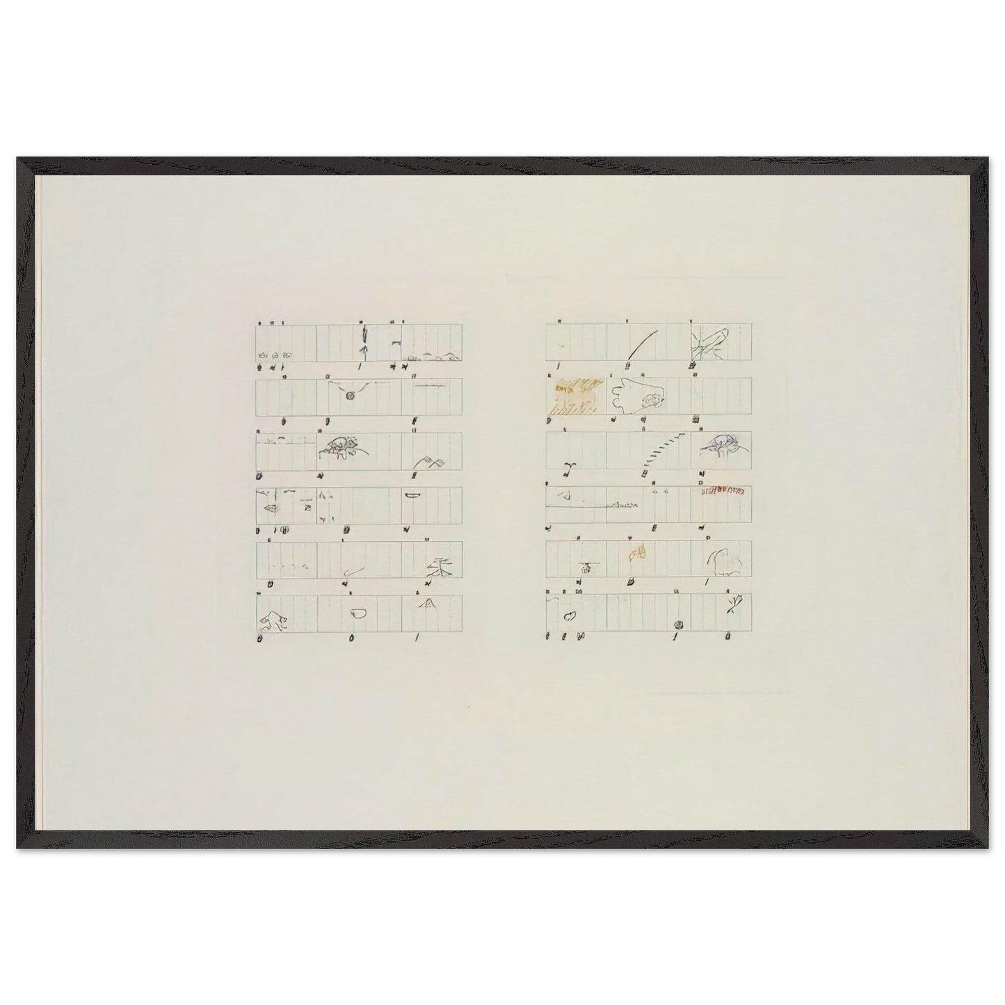 Score Without Parts 40 Drawings by ThoreauTwelve Haiku - 1978 - John Cage 70x100 cm / 28x40 inches Framed Art Print – Black Wooden Frame