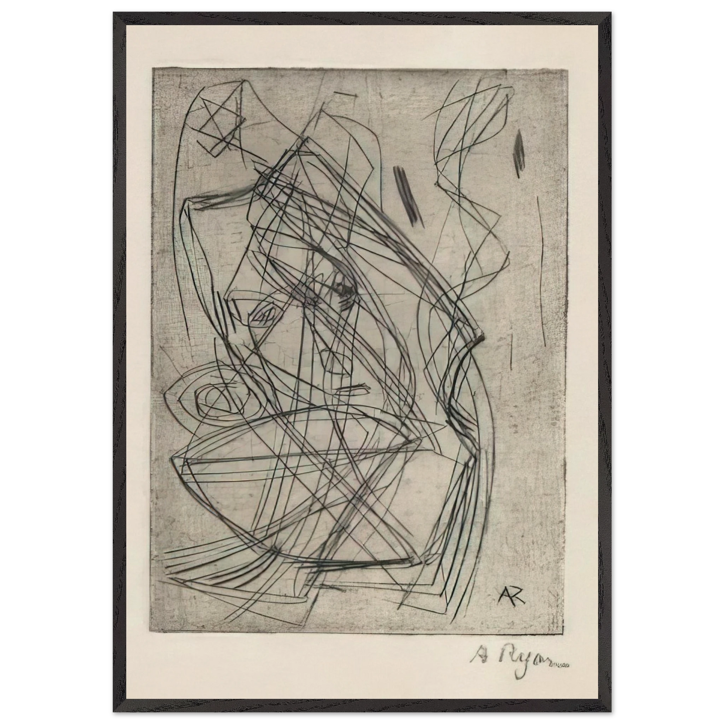 Prostrating Figure - 1945 - Anne Ryan 70x100 cm / 28x40 inches Framed Art Print – Black Wooden Frame