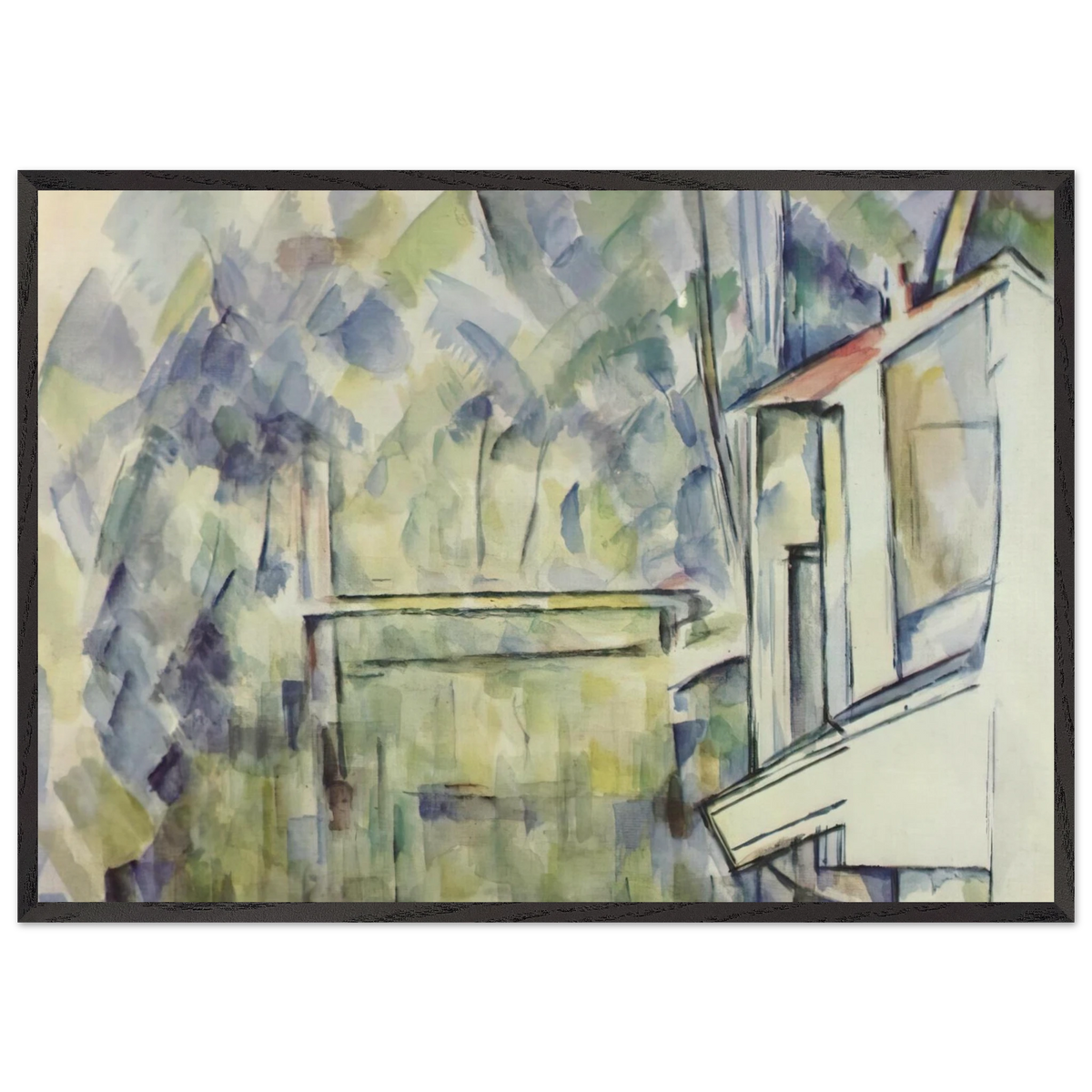 Mill on the River - Paul Cezanne 70x100 cm / 28x40 inches Framed Art Print – Black Wooden Frame