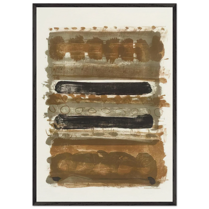 Grey and Brown Stripes - 1958 - Patrick Heron 70x100 cm / 28x40 inches Framed Art Print – Black Wooden Frame