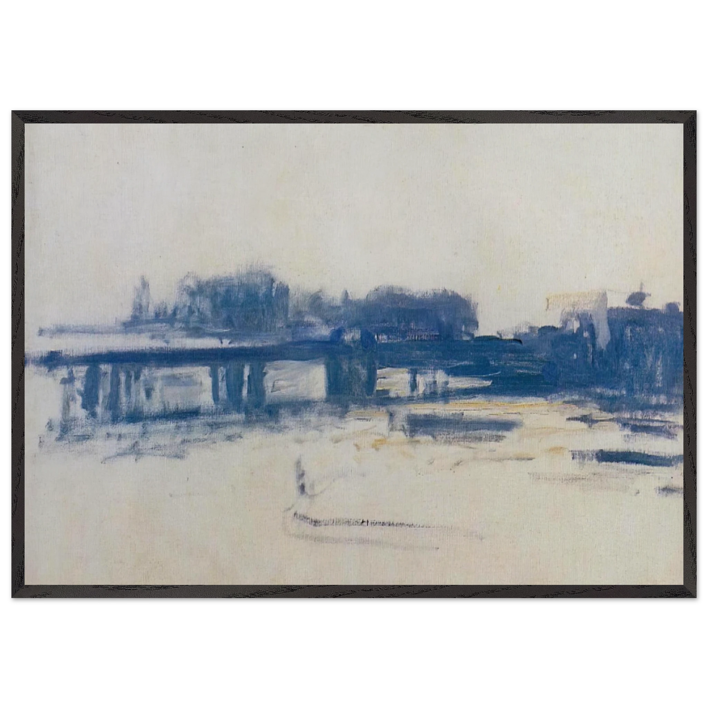Charing Cross Bridge study - claude monet 70x100 cm / 28x40 inches Framed Art Print – Black Wooden Frame