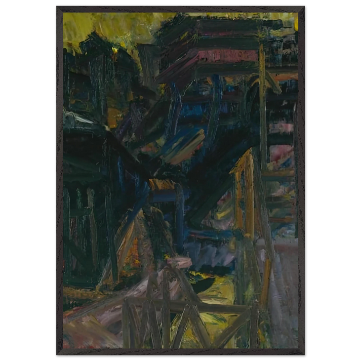 TO THE STUDIOS 1980 - Frank Auerbach 70x100 cm / 28x40 inches Framed Art Print – Black Wooden Frame