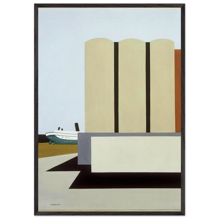 Boat and Grain Elevators No 2 - 1942 - Ralston Crawford 70x100 cm / 28x40 inches Framed Art Print – Black Wooden Frame