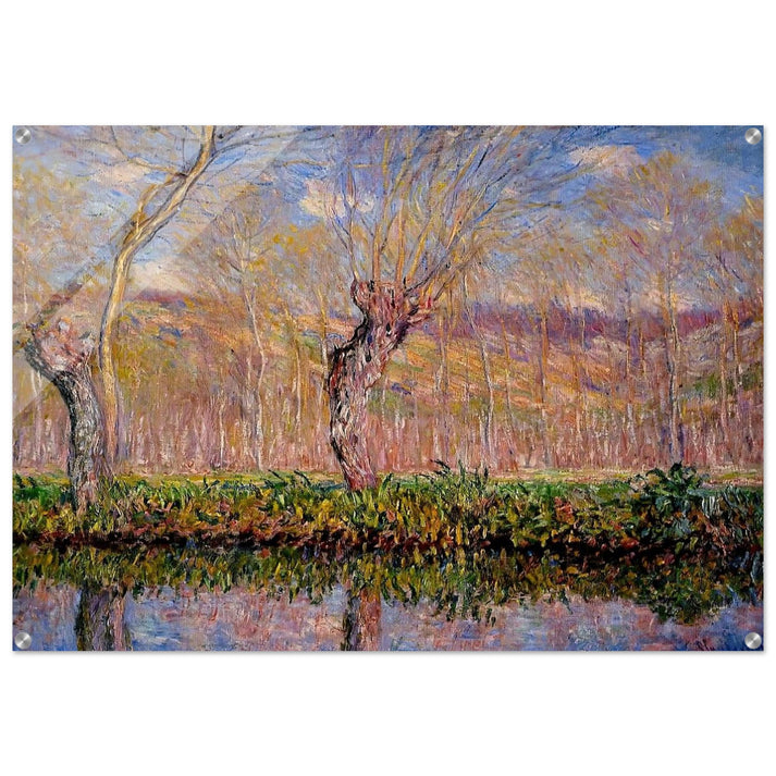 The Banks of the River Epte in Springtime - claude monet Acrylic Print - 70x100 cm / 28x40″ inches | claude monet Wall Art | claude monet Prints
