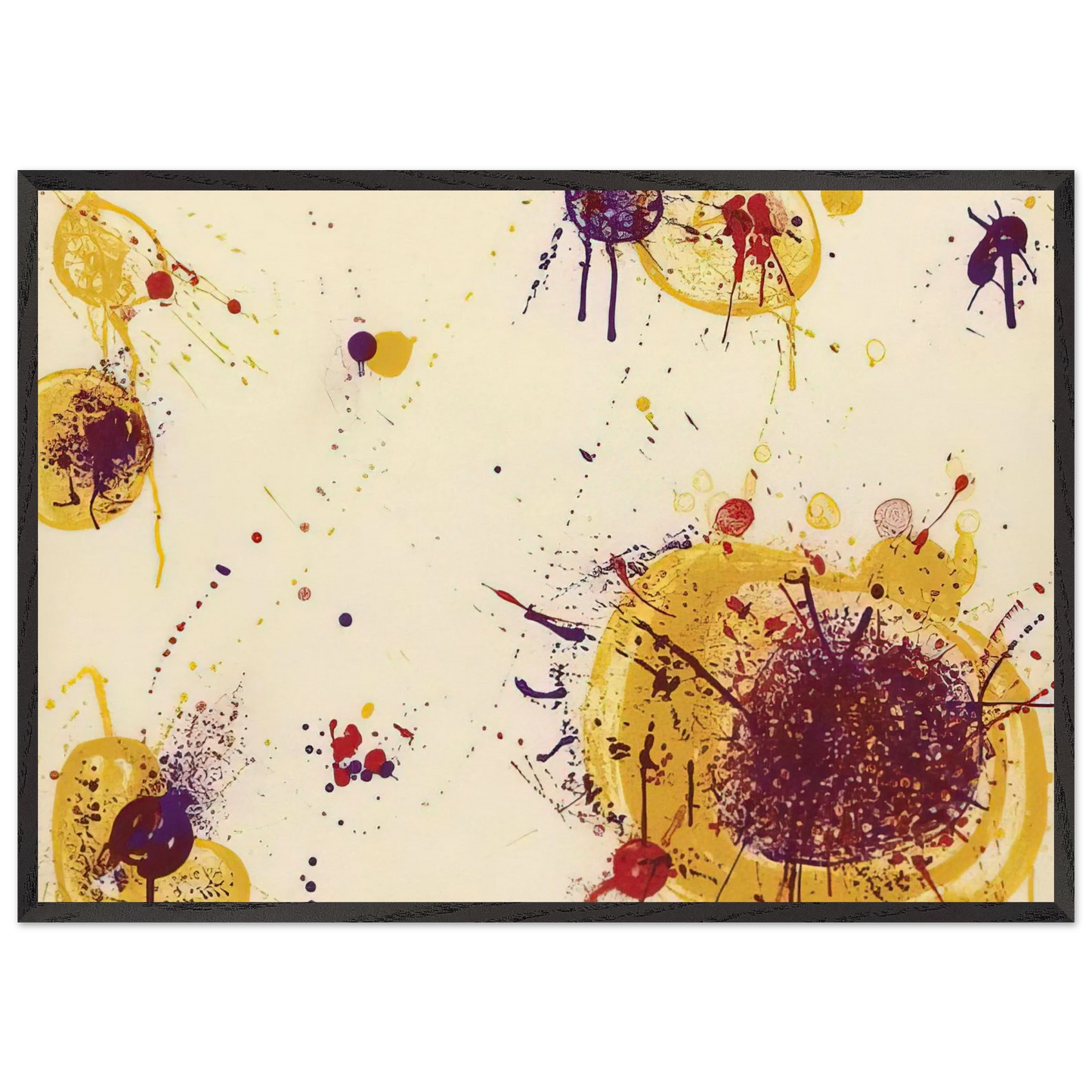 Yellow Speck - Sam Francis 70x100 cm / 28x40 inches Framed Art Print – Black Wooden Frame