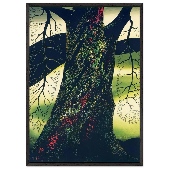 Oak Tree - Eyvind Earle 70x100 cm / 28x40 inches Framed Art Print – Black Wooden Frame