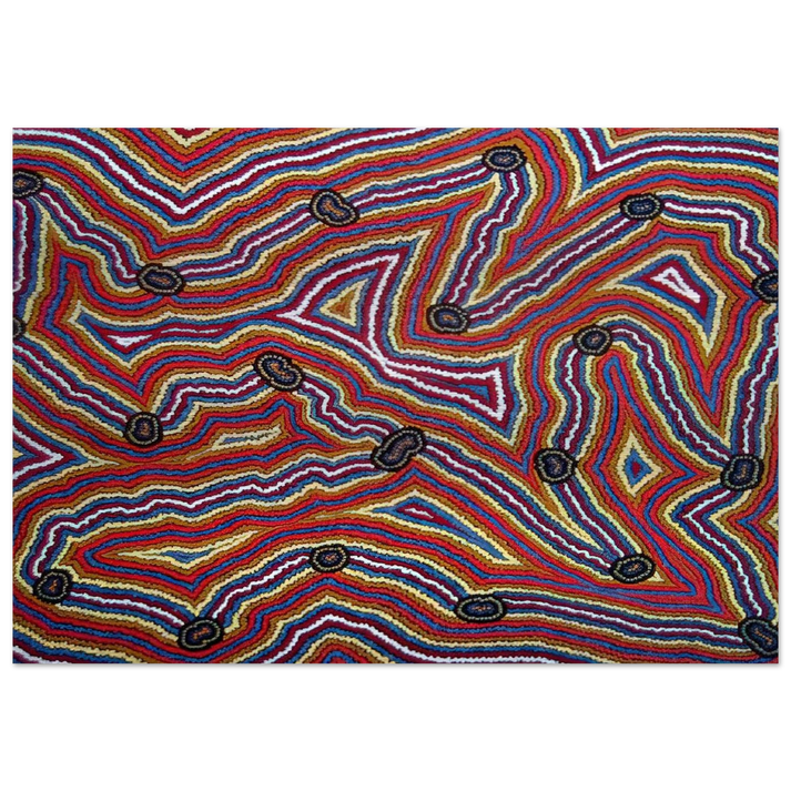 Narripi Dreaming - 1992 - Clifford Possum Tjapaltjarri Brushed Aluminum Print - 70x100 cm / 28x40 inches | Clifford Possum Tjapaltjarri Aluminum Print | Clifford Possum Tjapaltjarri Prints