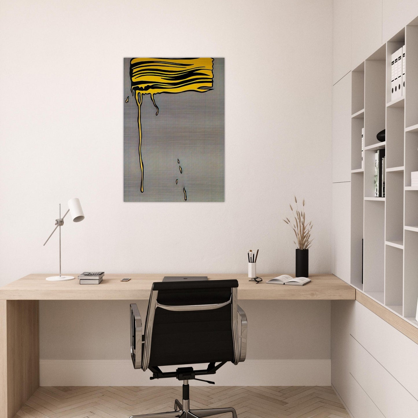YELLOW BRUSHSTROKE I 1965 - Roy Lichtenstein Brushed Aluminum Print - 70x100 cm / 28x40 inches | Roy Lichtenstein Aluminum Print | Roy Lichtenstein Prints