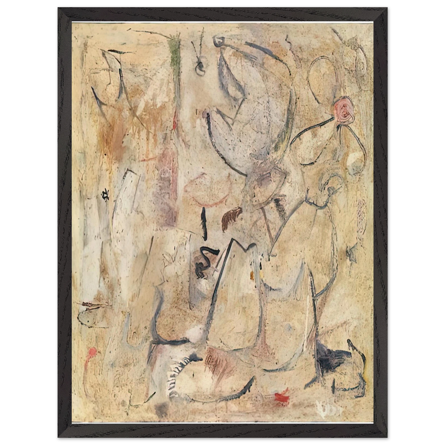 Helen Frankenthaler - Beach, 1950- Wall Art - 60x80 cm / 24x32 inches - Premium Wooden Framed Poster With Fine Art Paper-canvas - Wood frame