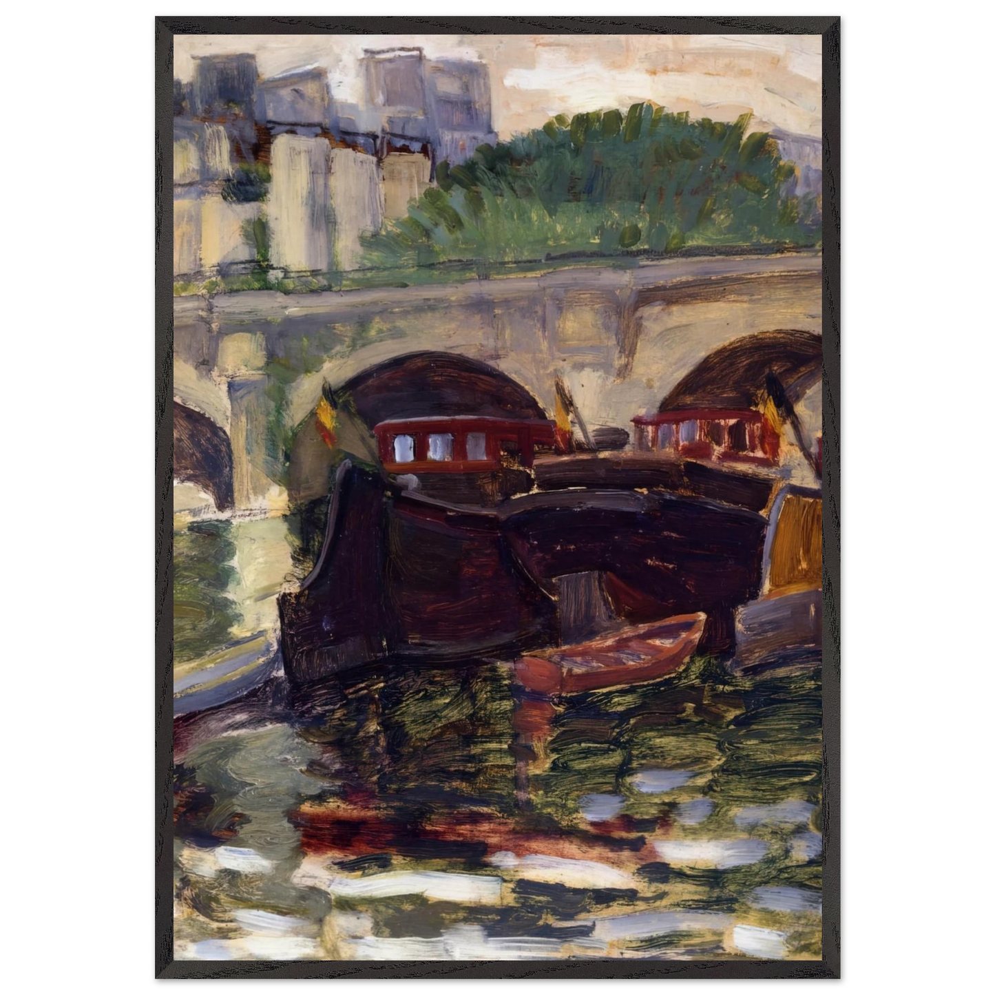 Barges - Henri-Edmond Cross 70x100 cm / 28x40 inches Framed Art Print – Black Wooden Frame