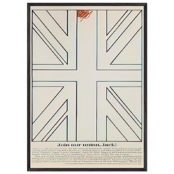 Join our union Jack Young Commonwealth Artists - 1962 - Billy Apple 70x100 cm / 28x40 inches Framed Art Print – Black Wooden Frame
