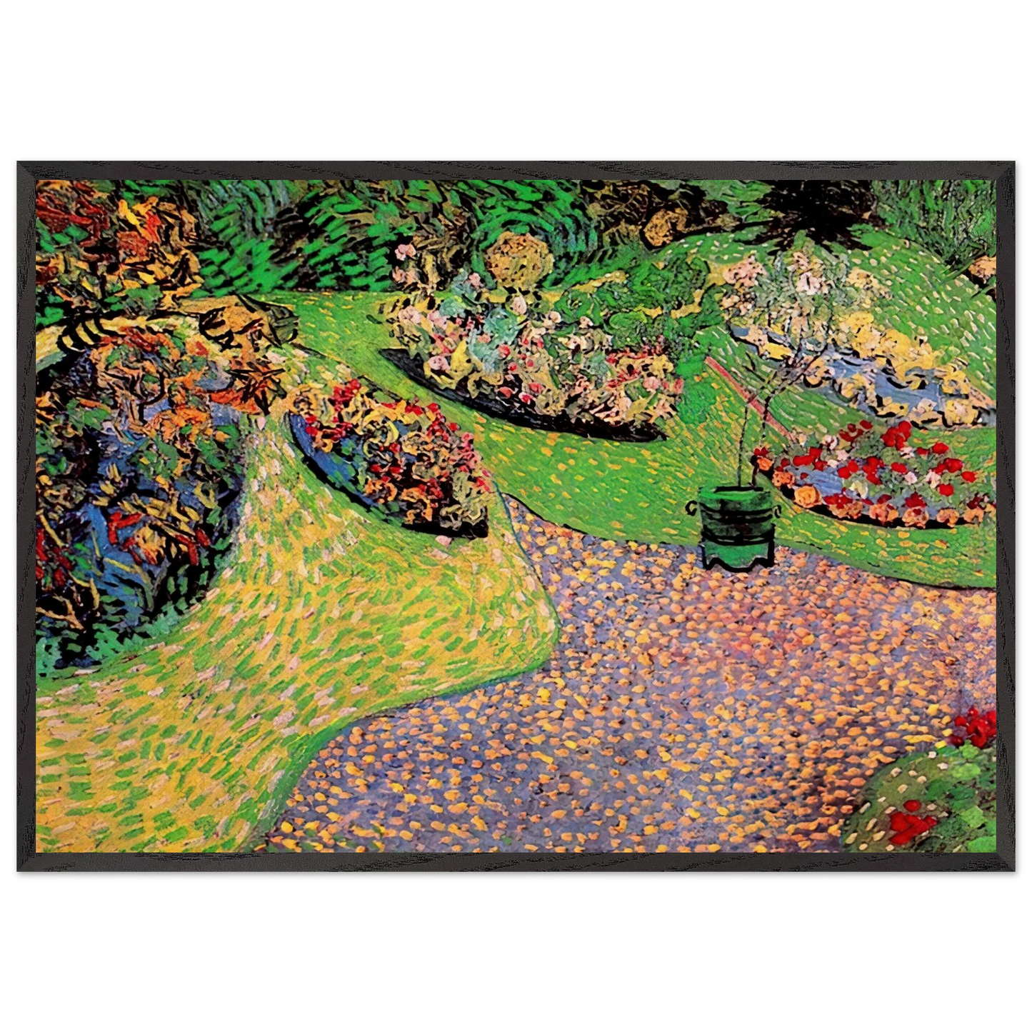 Garden in Auvers - Vincent van Gogh 70x100 cm / 28x40 inches Framed Art Print – Black Wooden Frame