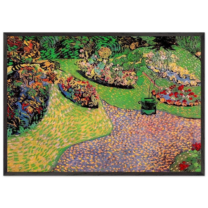 Garden in Auvers - Vincent van Gogh 70x100 cm / 28x40 inches Framed Art Print – Black Wooden Frame